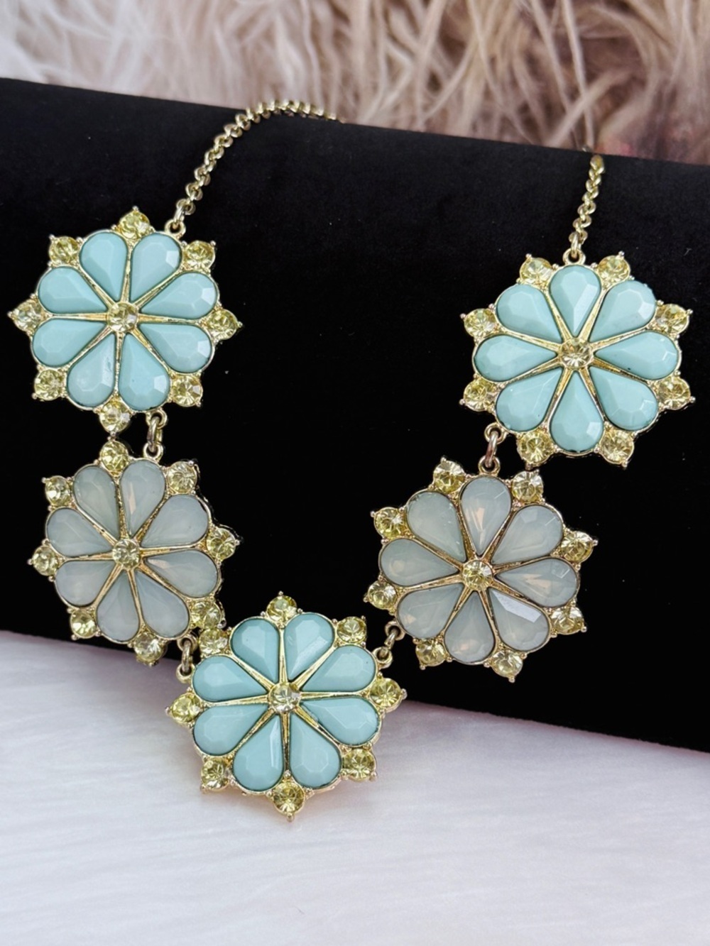 Vintage goldtone and multitone bling statement, necklace